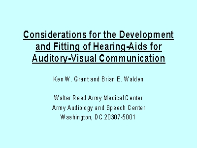Considerations for the development of fitting of hearing aids